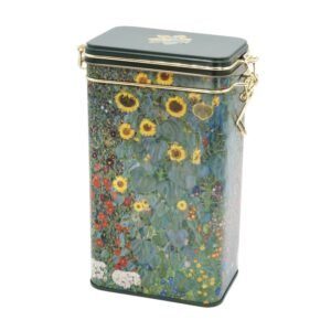 Caja de lata Jardín de granja con girasoles, de Klimt